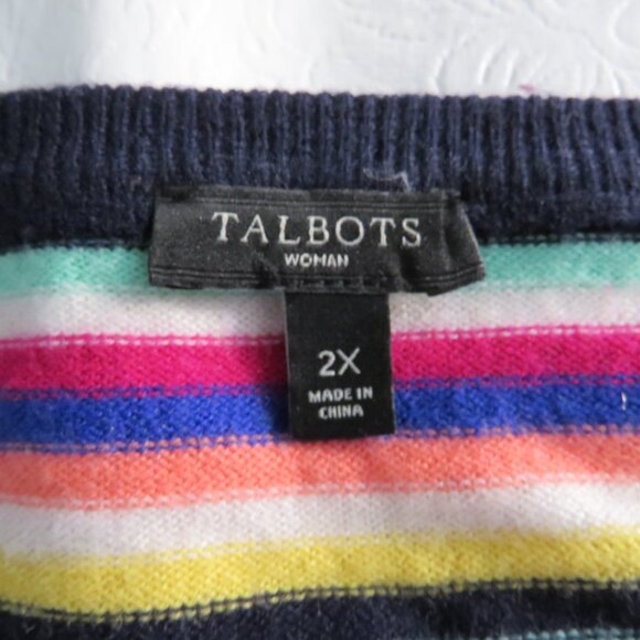 Talbots Multicolor Stripes Pullover Long Sleeves Women’s Sweater 2X - Picture 6 of 7